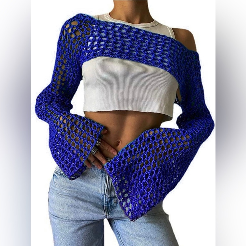 Amazon Knit Blue Partial Long Sleeve